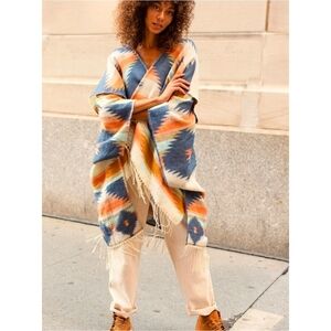 Free People Crossroads Oversized Southwestern Poncho Nwot